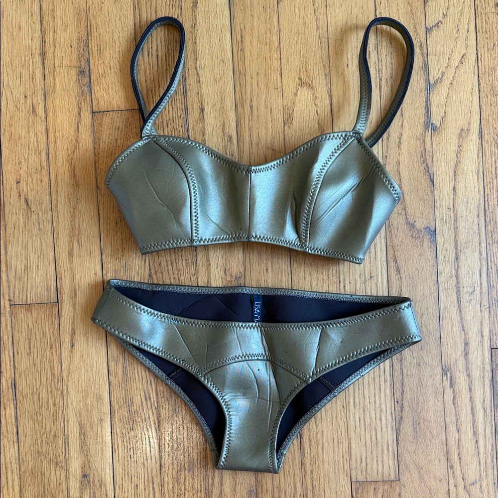 Lisa Marie Fernandez Gold Neoprene Scuba Bikini XS